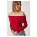 Happiness İstanbul Women's Red Off-the-Shoulder Gather Detailed Blouse