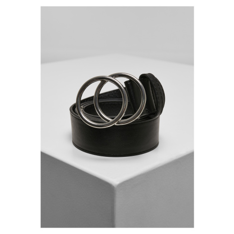 Belt with ring buckle black/silver