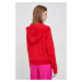 Mikina Tommy Hilfiger dámska,červená farba,s kapucňou,jednofarebná,WW0WW39189