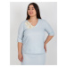 Světle modrá halenka plus size s krátkým rukávem 48