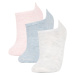 DEFACTO Woman's 3-Piece Cotton Sneaker Socks