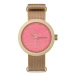 Drevené dámske hodinky béžovo-ružovej farby s textilným remienkom
