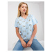 Light blue cotton blouse of large size with V-neck