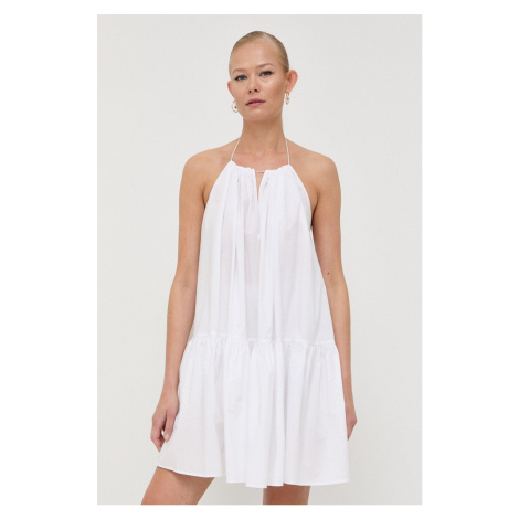 Bavlnené šaty Patrizia Pepe biela farba, mini, áčkový strih