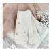 Dámske zimné rukavice s kvetmi a perlami v béžovej farbe