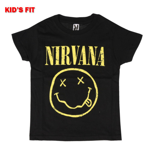 Tričko metal ROCK OFF Nirvana Yellow Happy Face Čierna