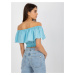 SVETLOMODRÝ CROP TOP S VOLÁNOM LK-TP-508609.37-LIGHT BLUE