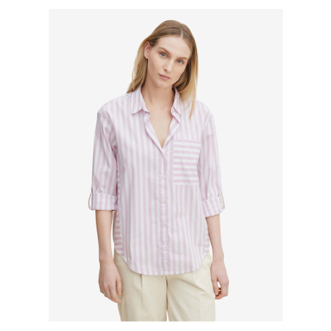 White-Light Purple Ladies Striped Shirt Tom Tailor - Women