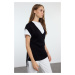 Trendyol Black Wide Pattern Tie Detail V Neck Knitted Sweater