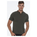 T8571 DEWBERRY ZIPPER MEN'S T-SHIRT-OPEN KHAKI