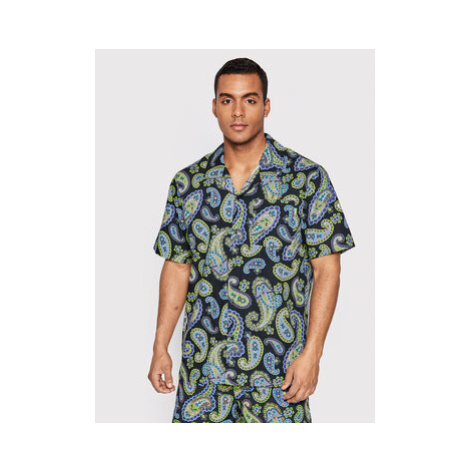 HUF Košeľa Paisley BU00145 Čierna Relaxed Fit