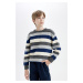 DEFACTO Boy Color Block Regular Fit Crew Neck Knitwear Sweater