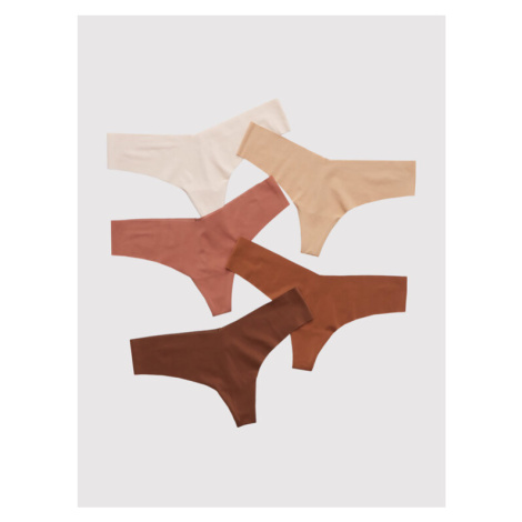 Aerie Set 5 kusov nohavičiek typu tanga 077-1770-7262 Béžová
