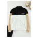 Trendyol Ecru Oversize/Wide Cut Color Blocked Text Printed Stand Collar Zippered Sweatshirt