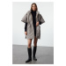 Trendyol Mink Oversize Poncho Quilted Coat