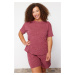 Trendyol Curve Claret Red Melange Crew Neck Knitted Pajama Set