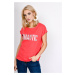 Women's T-shirt with "Romantic" inscription - red