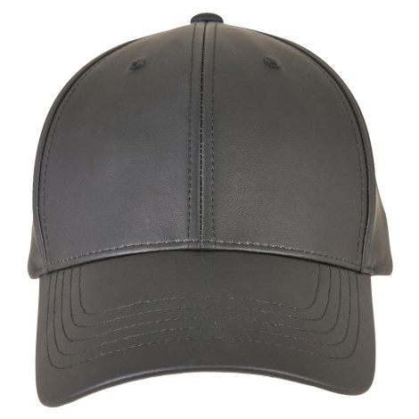Black Alpha Shape Dad Synthetic Leather Cap