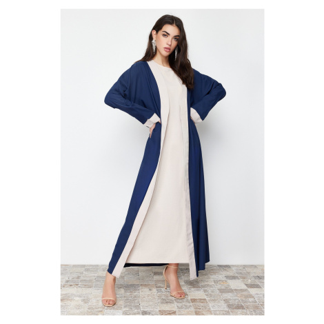 Trendyol Navy Blue Color Blocked Long Woven One Piece Cap & Abaya & Abaya Without Dress