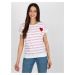 White-red striped blouse with short sleeves
