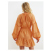 Oranžové šaty so zaväzovaním Trendyol
