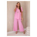 Set with necklace blouse + trousers light pink