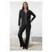 Trendyol Anthracite Piping Detailed Knitted Pajama Set