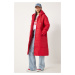 Happiness İstanbul Women's Red Hooded Long Puffer Coat