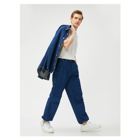 Koton Jeans Parachute Trousers, Wide Cut, with Pocket Detailed Waist and Legs with Stoppers, Cot
