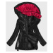 Čierna dámska bunda s farebnou kapucňou (7722)