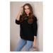 Cotton blouse with ruffles on the shoulders black