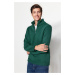 Trendyol Green Regular/Normal Cut Stand Collar Zippered Cotton Basic Fleece Sweatshirt