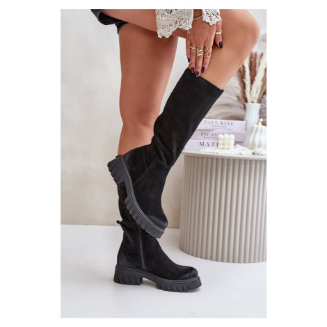 Zazoo Suede Over-the-Knee Boots Insulated Black