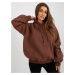 Tmavě hnědá basic oversized mikina s kapucí JEDNA