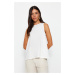 Trendyol Ecru Sleeveless Regular/Normal Fit Crew Neck Crepe Knitted Blouse