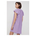 Bavlnené šaty United Colors of Benetton fialová farba, mini, rovný strih