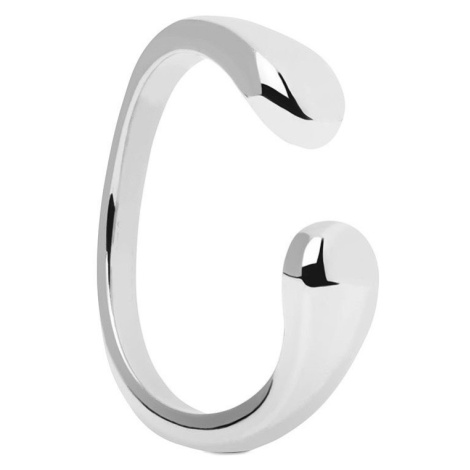 PDPAOLA Otvorený minimalistický prsteň zo striebra CRUSH Silver AN02-903 56 mm