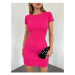 72298 Dewberry Camisole Short Sleeve Ribbed Mini Dress-FUCHSIA