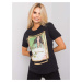 Women's black t-shirt with print