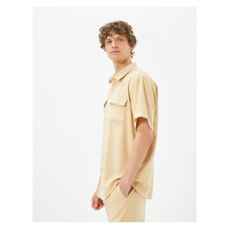 Koton Summer Shirt Short Sleeve Flap Double Pocket Button Classic Collar