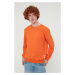 Trendyol Orange Men's Crew Neck Regular Fit Sweatshirt with Slogan Label