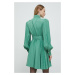 Šaty Custommade Linnea zelená farba, mini, áčkový strih