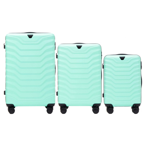 MINTOVÁ 3DIELNA SADA KUFROV PEAFOWL PEA01, SET OF 3 SUITCASES (L,M,S) WINGS, LIGHT GREEN