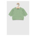 Bavlnená mikina pre bábätká United Colors of Benetton zelená farba, s potlačou