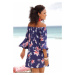 BEACH TIME Plážové šaty  svetlomodrá / tmavofialová / lososová / biela