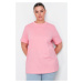Trendyol Curve Pink Collar Ribbed Boyfriend Knitted T-shirt