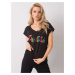 Black T-shirt with colorful print