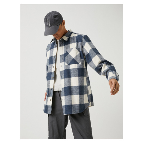 Koton Checked Lumberjack Shirt with Pocket Details, Classic Collar Long Sleeved.