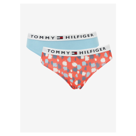 Sada dvoch dievčenských nohavičiek v červenej a modrej farbe Tommy Hilfiger