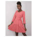 Koralové dámske šaty s plisovanou sukňou LK-SK-507733.80P-pink